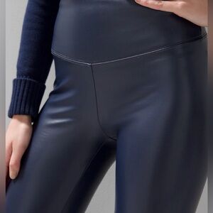 WHBM White House Black Market Vegan Leather Runway Leggings in Officer Blue.